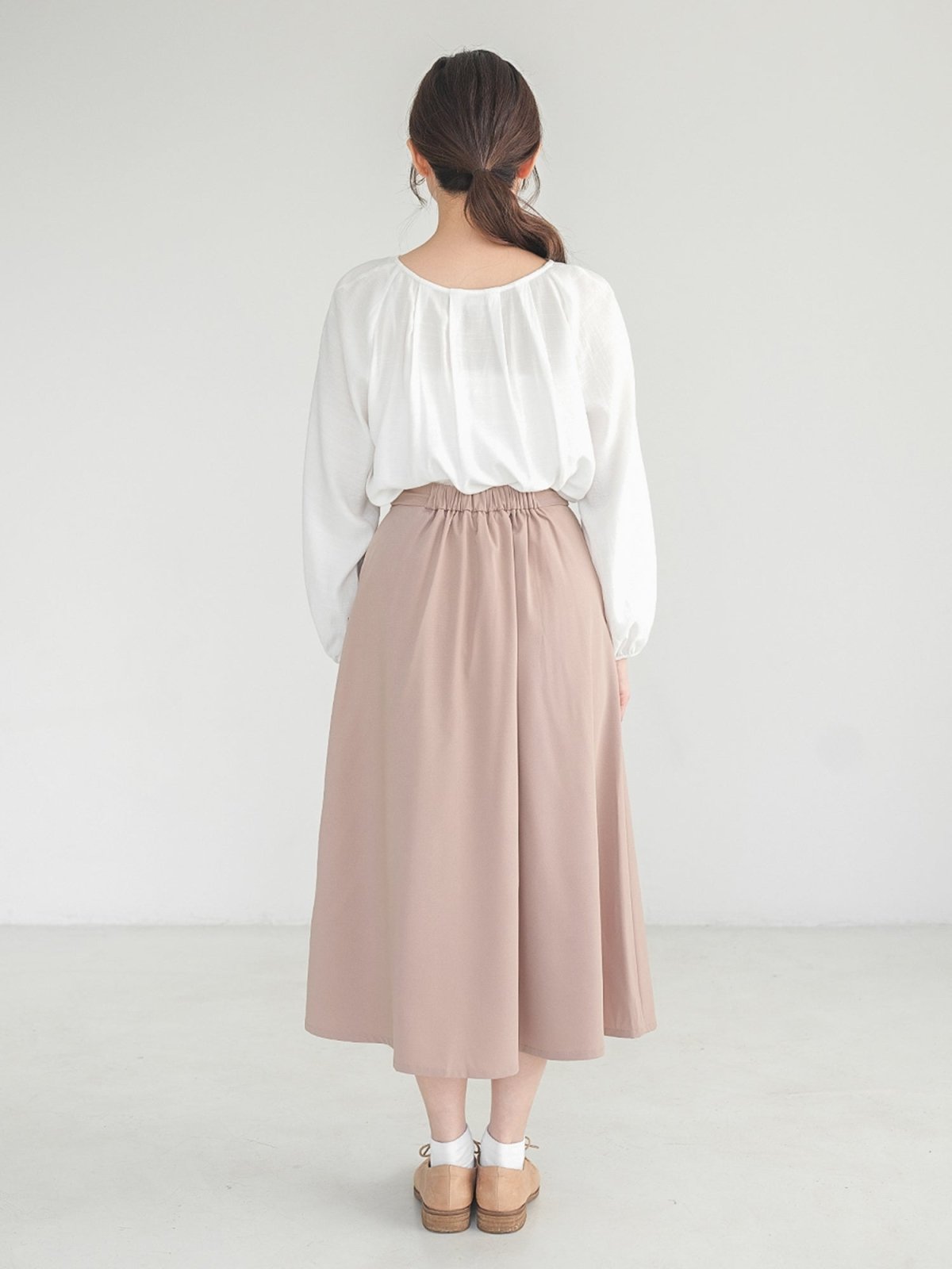 Parisa Pleated Long Sleeve Crop Top - DAG-DD1039-23IvoryS - Mochi Ivory - S - D'zage Designs