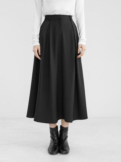 Myka Pleated Midi Skirt - DAG-DD1290-23BlackF - Black - F - D'zage Designs