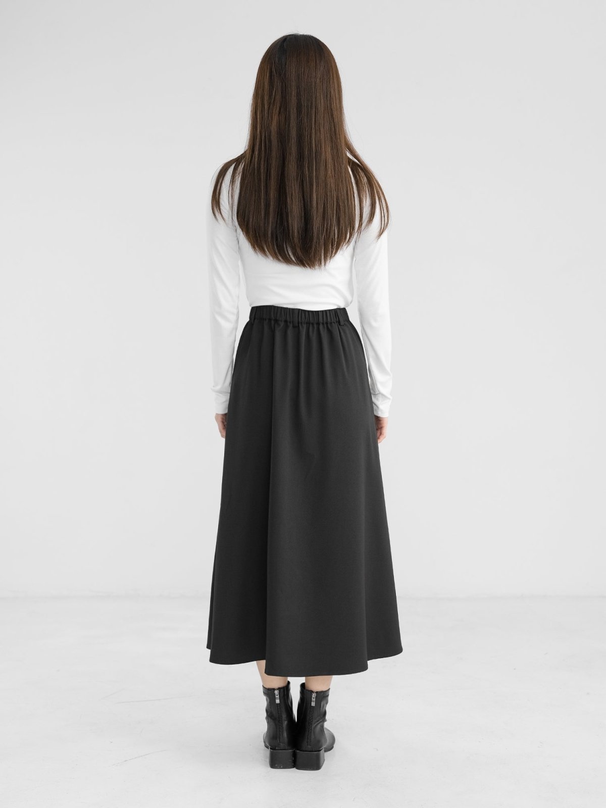 Myka Pleated Midi Skirt - DAG-DD1290-23BlackF - Black - F - D'zage Designs