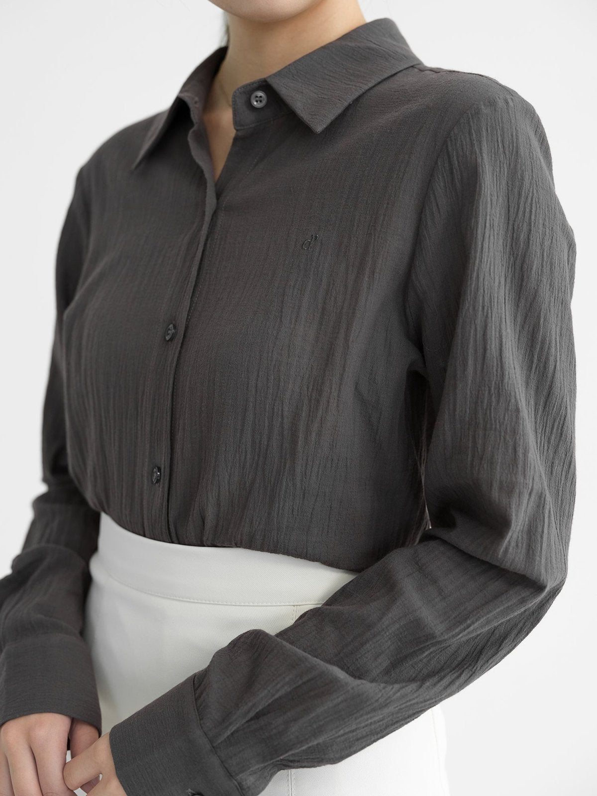 Maia Relaxed Cotton Shirt - DAG-DD1090-23CharcoalF - Charcoal - F - D'zage Designs