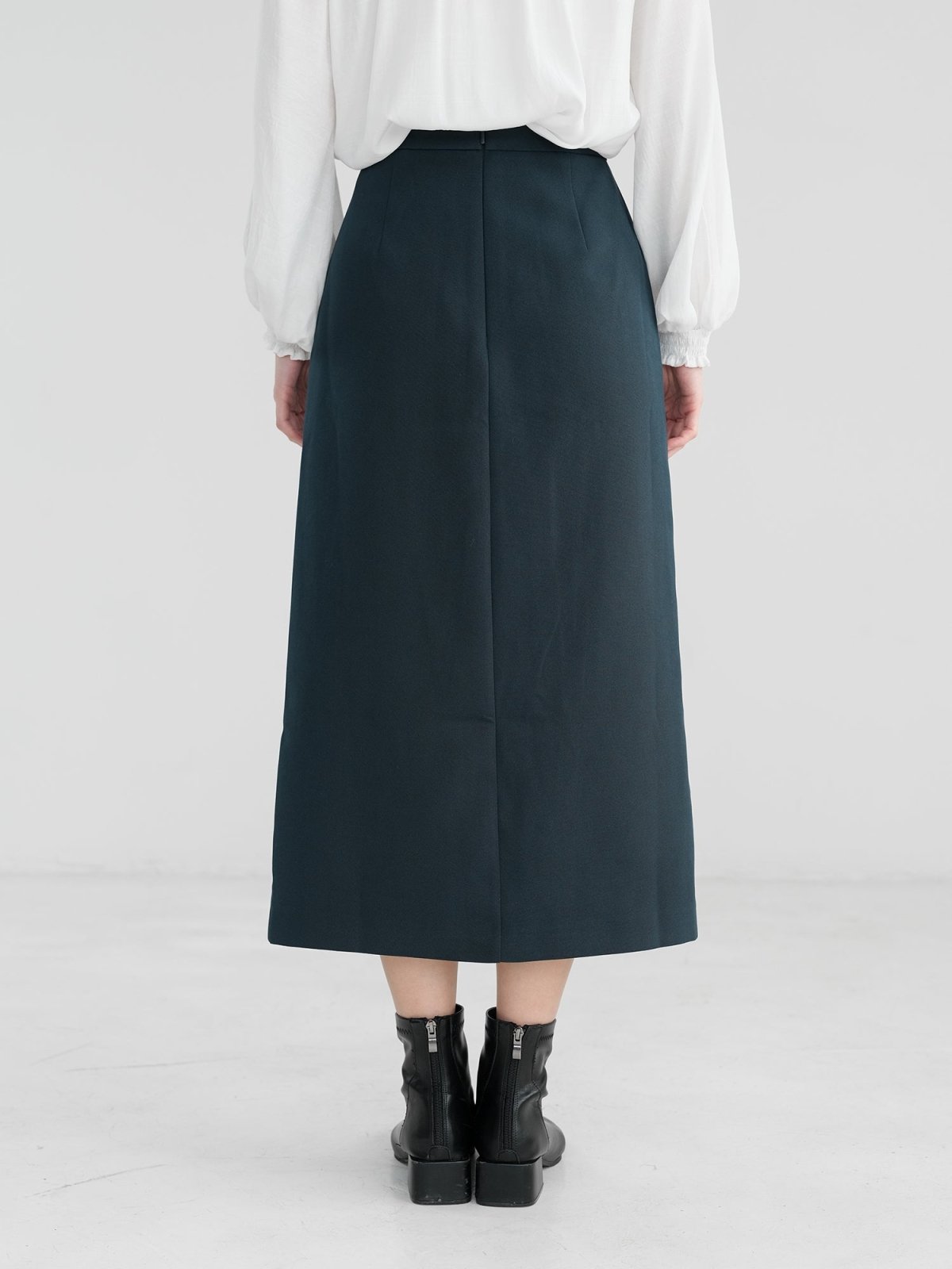 Valkyrie Buttoned Midi Skirt - DAG-DD1303-23NavyTealM - Navy Teal - M - D'zage Designs