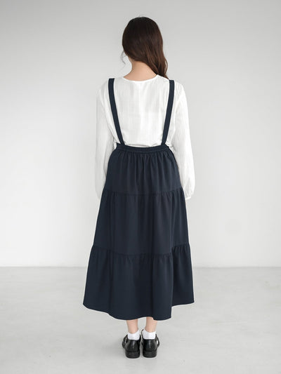 Alina Tiered Midi Skirt ( removable strap ) - DAG-DD0713-23NavyF - Navy Blue - F - D'zage Designs