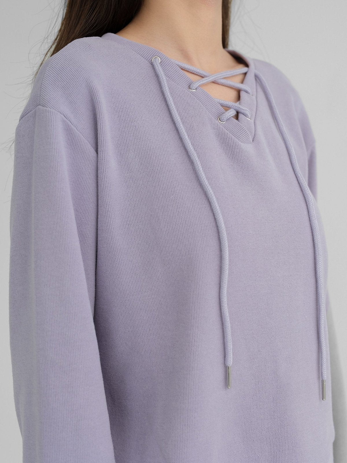 Lace Up Sweatshirt - DAG-DD1397-24PurpleThistleF - Purple Thistle - F - D'zage Designs