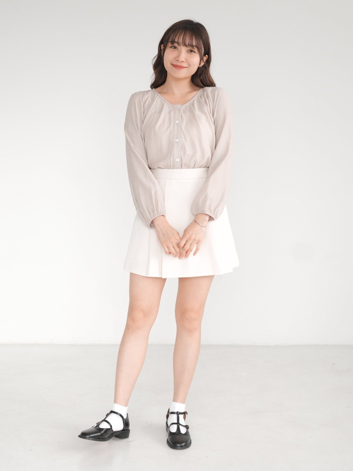 Parisa Pleated Long Sleeve Crop Top - DAG-DD1039-23DustyPinkS - Dusty Pink - S - D'zage Designs