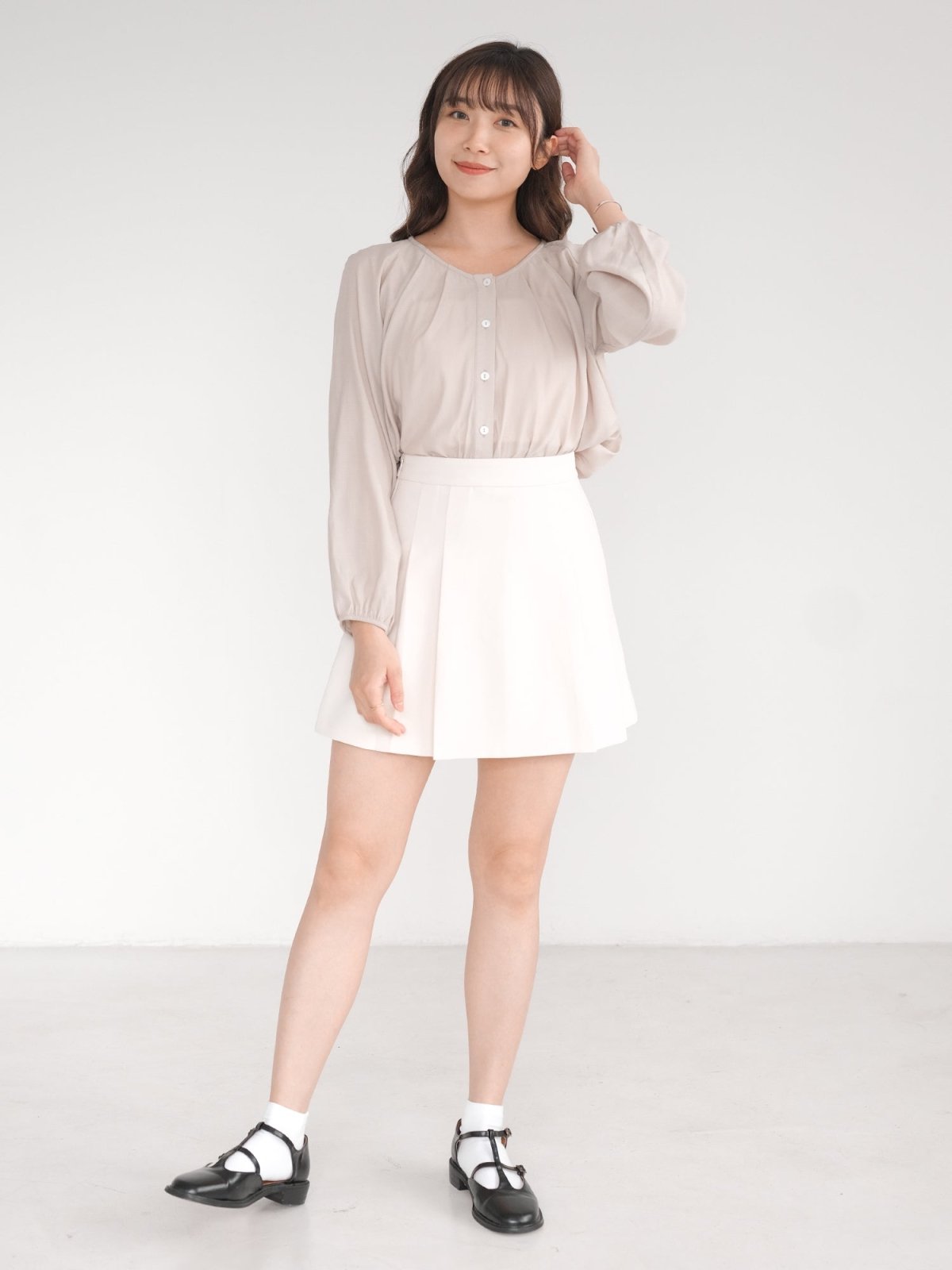 Parisa Pleated Long Sleeve Crop Top - DAG-DD1039-23DustyPinkS - Dusty Pink - S - D'zage Designs