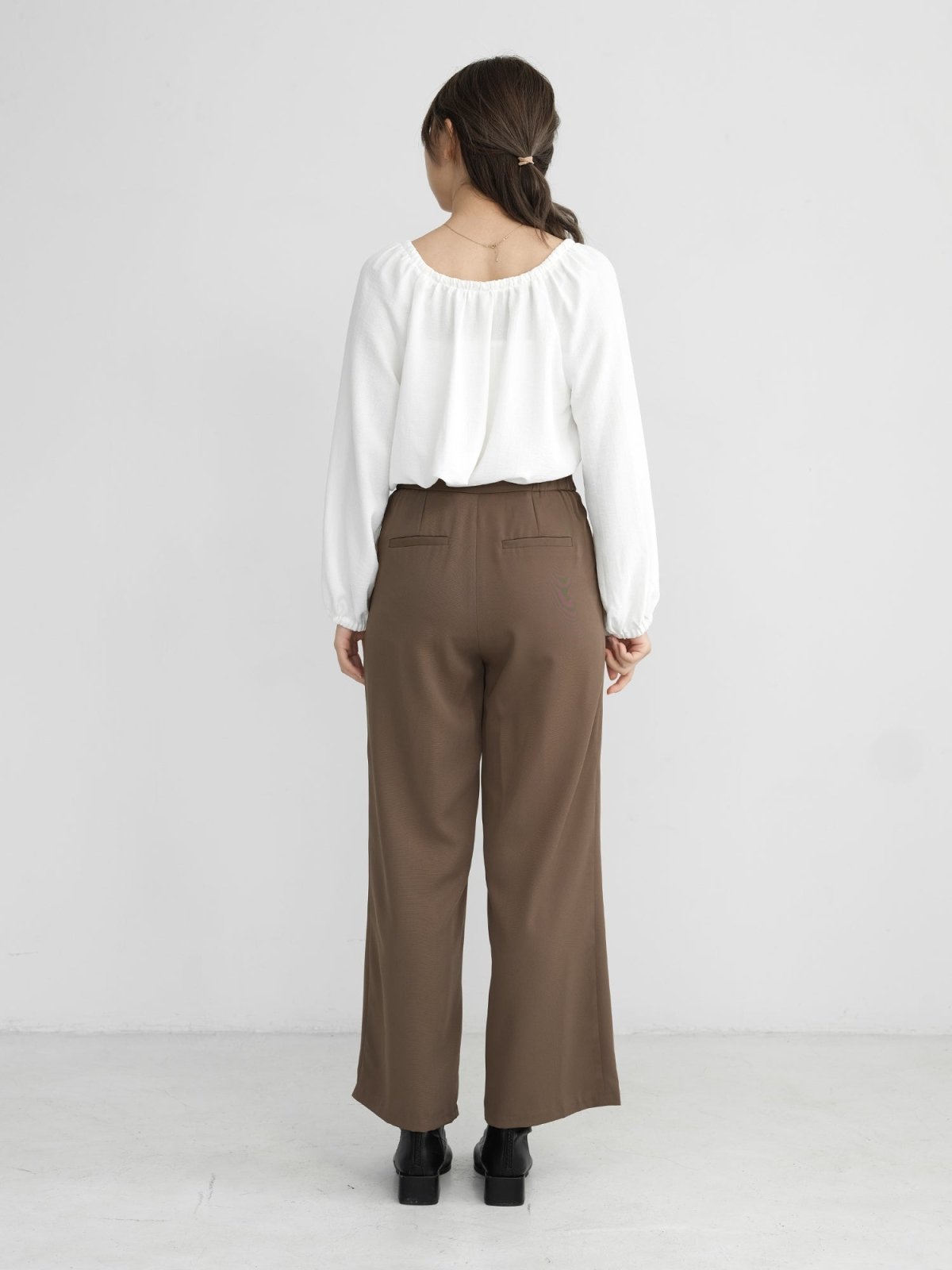 Brooklyn Comfy Wide Leg Trousers (Long/ Short ver.) - DAG-DD0804-23BrownieS - Short Ver. (96cm) - Brownie - S - D'zage Designs