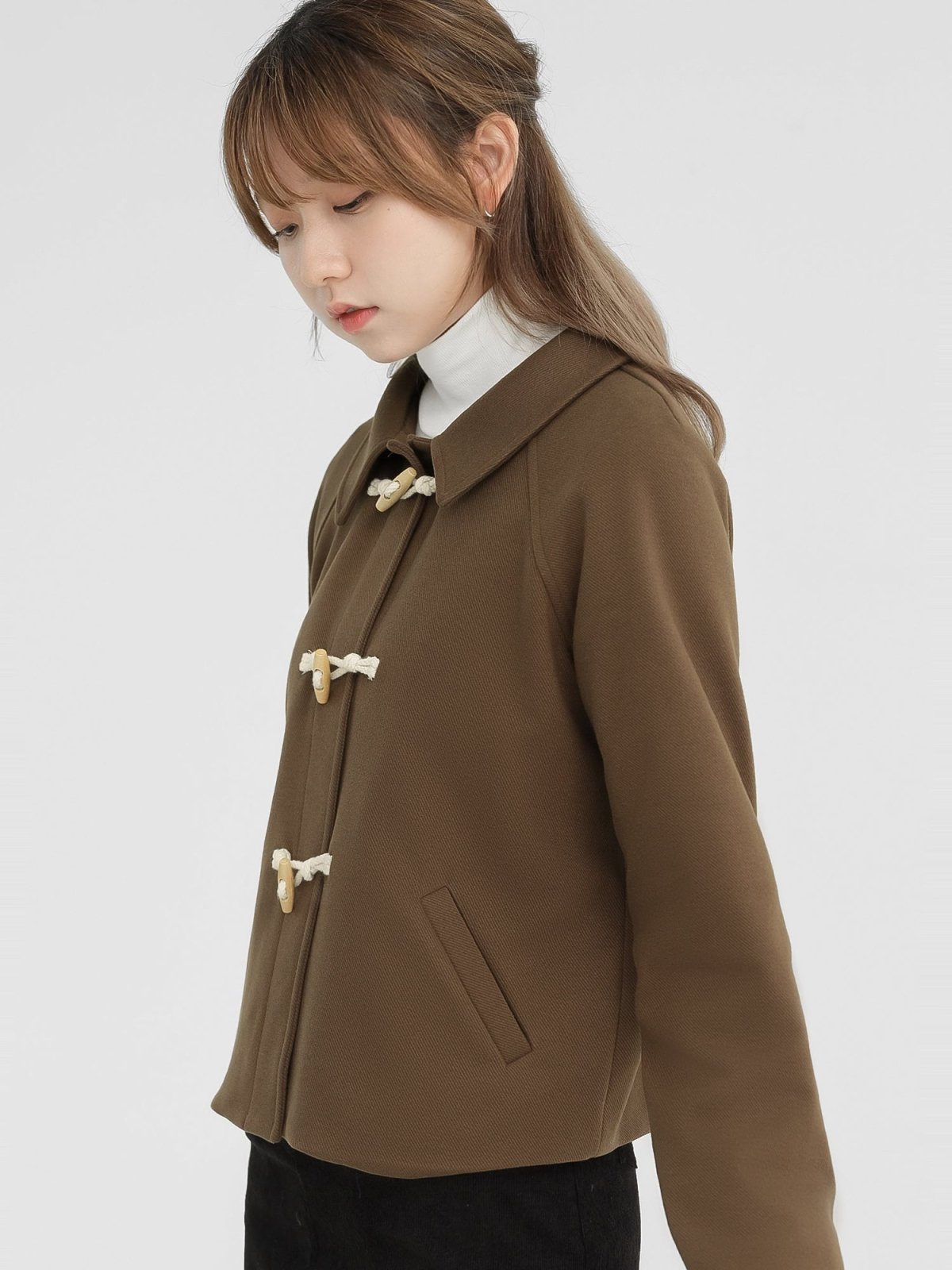 Clover Cropped Duffle Coat - DAG-DD1284-23BrownieS - Brownie - S - D'zage Designs