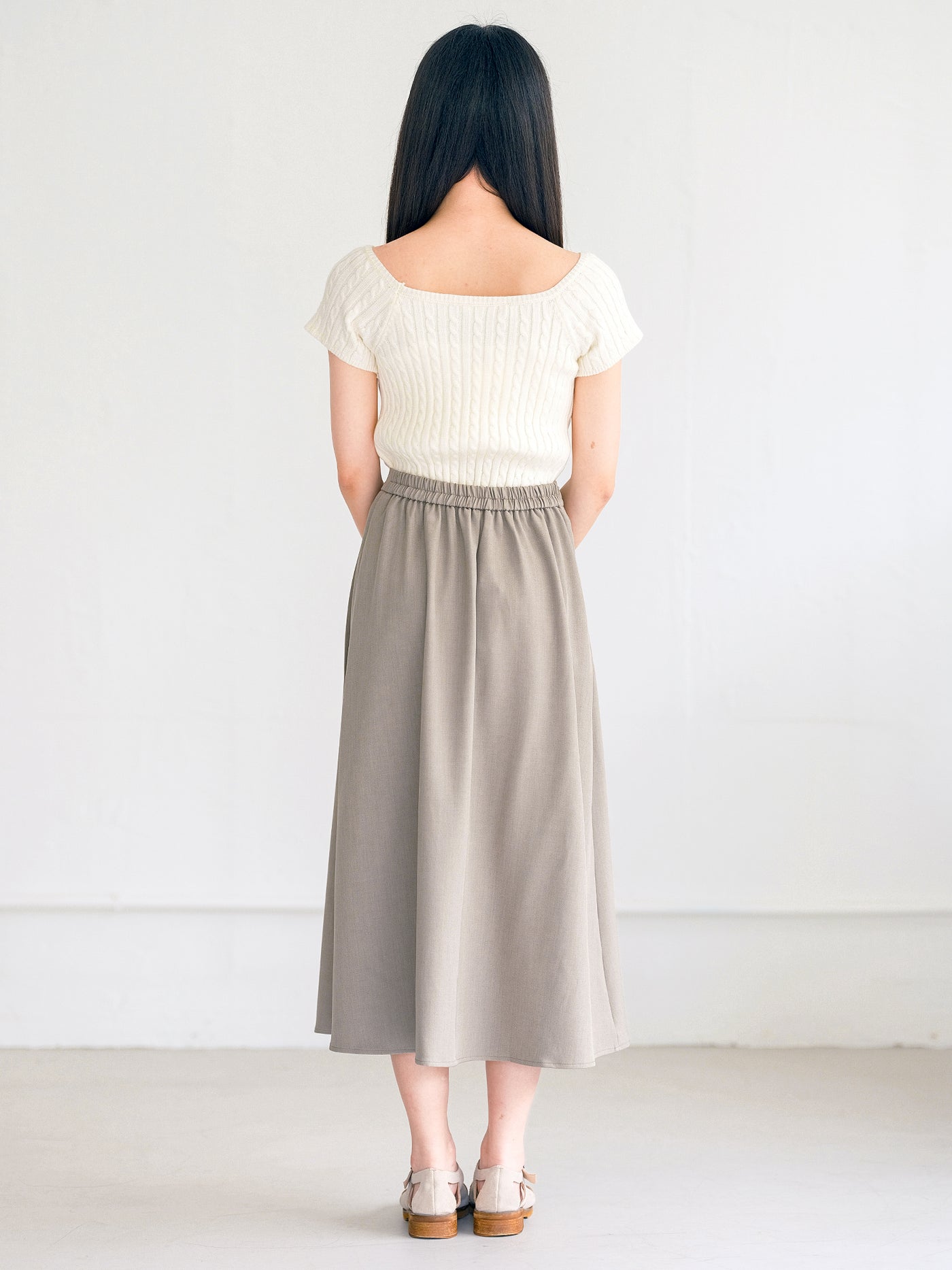 Snow Cable Knit Short Sleeve Top