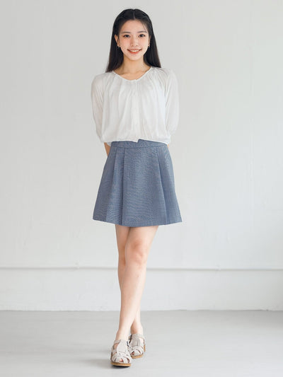 Simea Pleated Mini Skirt - DAG-G-220159BLUES - Blue - S - D'zage Designs