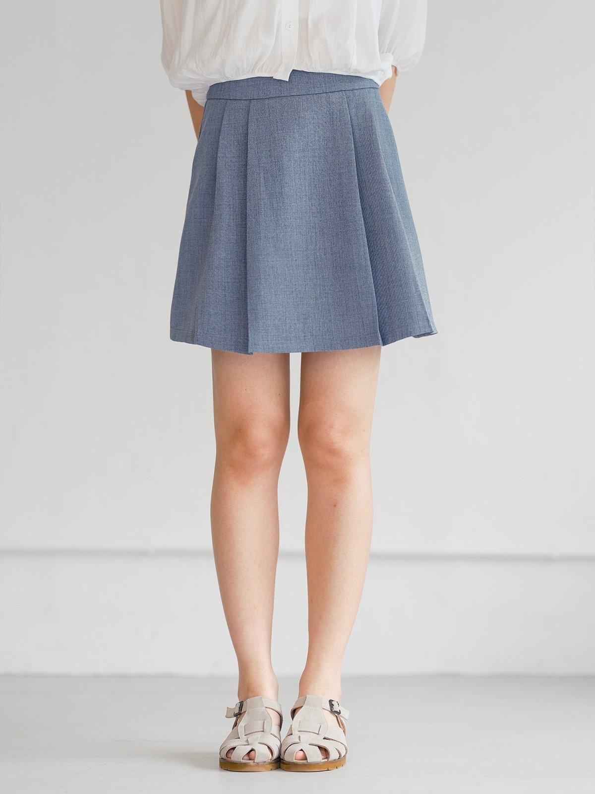 Simea Pleated Mini Skirt - DAG-G-220159BLUES - Blue - S - D'zage Designs