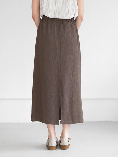 Mara Textured Back Slit Midi Skirt