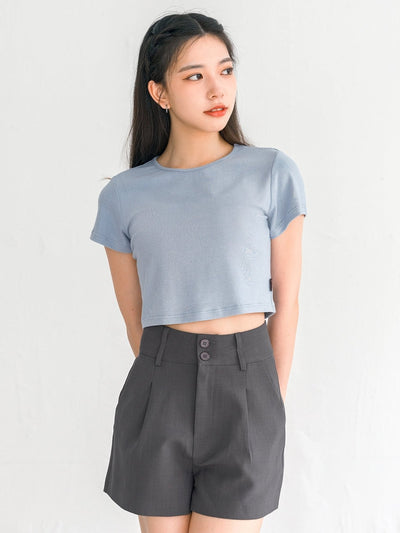 Everyday Stretchy Crop Tee (7 Colours) - DAG-DD0407-23BabyBlueS - Baby Blue - S - D'zage Designs