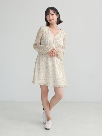 Lia Floral Tie-waist Mini Dress　