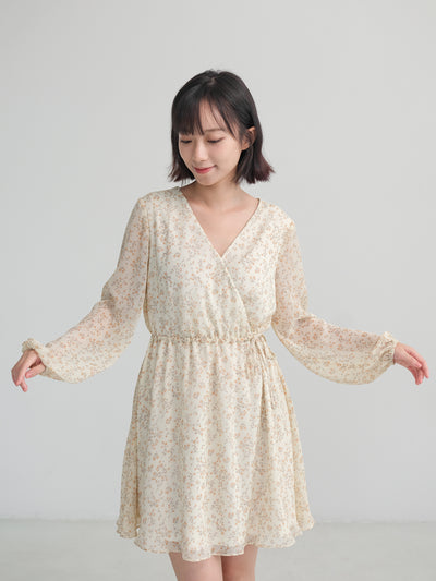 Lia Floral Tie-waist Mini Dress　