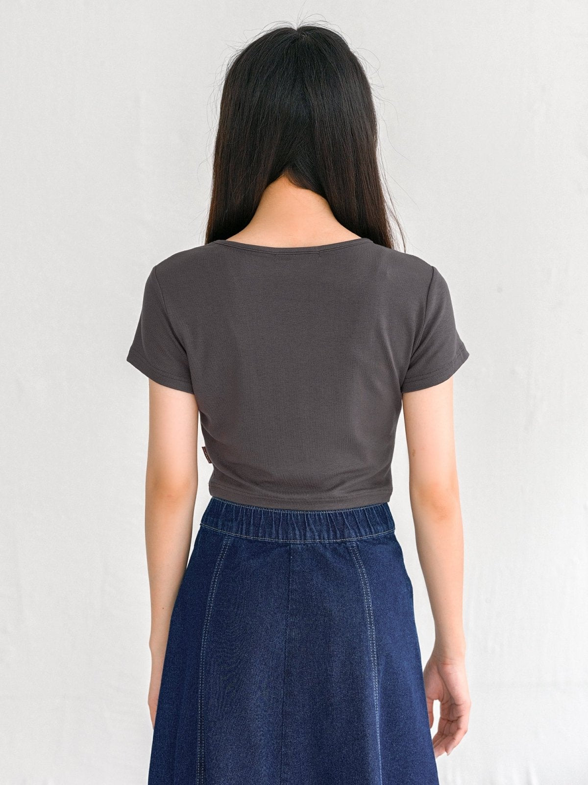 Everyday Stretchy Crop Tee (7 Colours) - DAG-DD0407-23CharcoalS - Charcoal - S - D'zage Designs