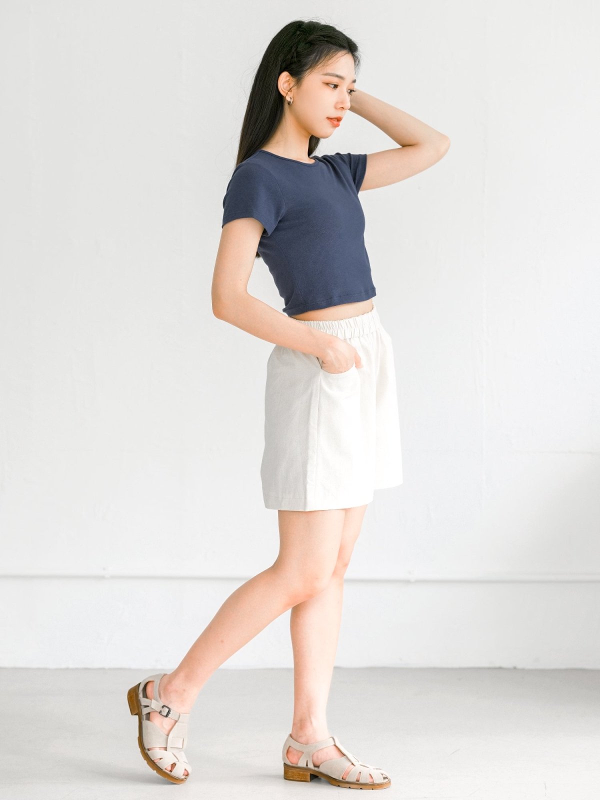 Everyday Stretchy Crop Tee (7 Colours) - DAG-DD0407-23NavyS - Ash Navy - S - D'zage Designs