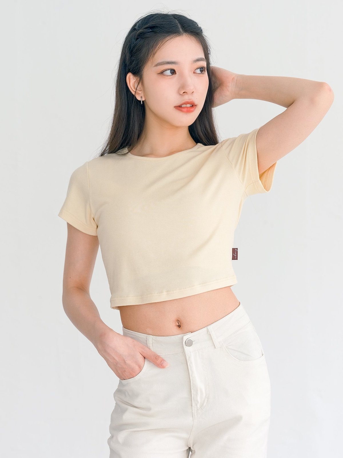 Everyday Stretchy Crop Tee (7 Colours) - DAG-DD0407-23PeachyYellowS - Peachy Yellow - S - D'zage Designs