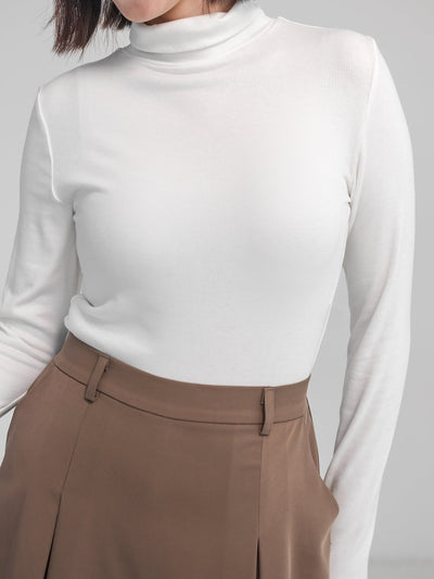 Aura [ MUST-HAVE ] High Neck Ribbed Top - DAG-DD1119-23IvoryS - Mochi Ivory - S - D'zage Designs