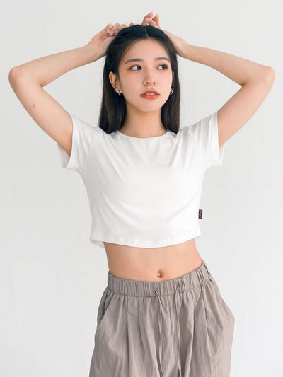 Everyday Stretchy Crop Tee (7 Colours) - DAG-DD0407-23WhiteS - White - S - D'zage Designs