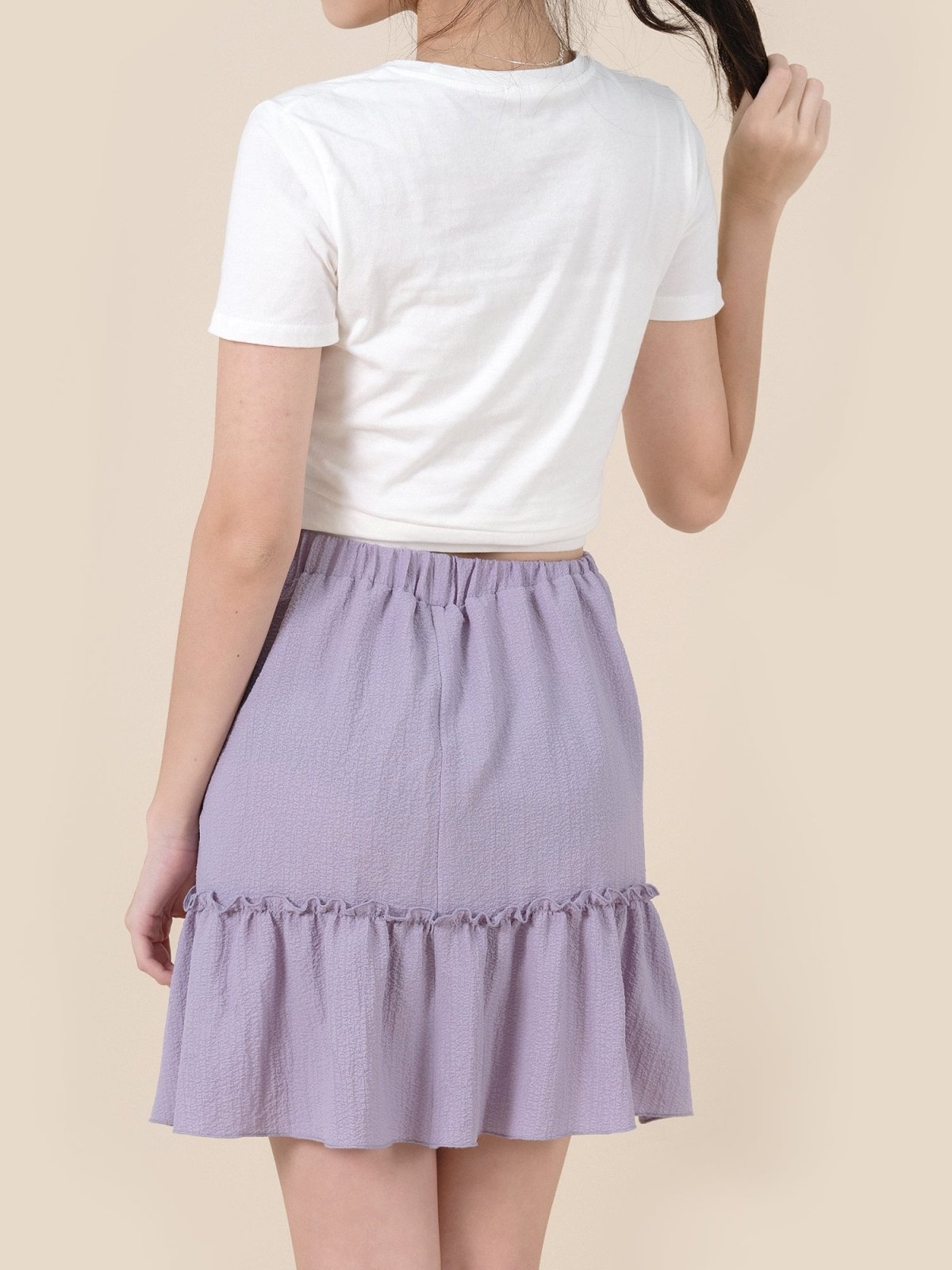 Ruffled Tiered Mini Skirt Lilac - DAG-DD8666-21DustyLilacF - Purple - F - D'zage Designs