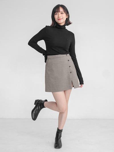 Hira Houndstooth Side Slit Mini Skirt