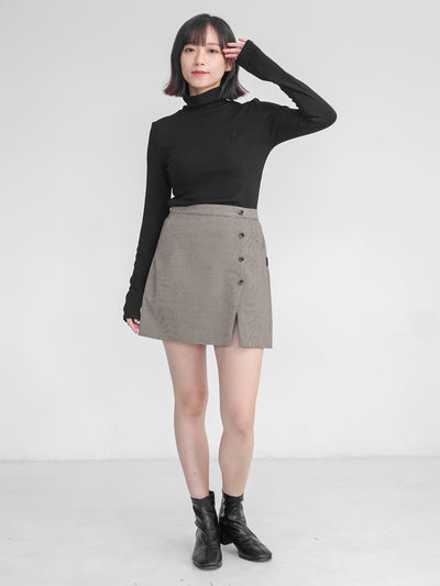 Hira Houndstooth Side Slit Mini Skirt