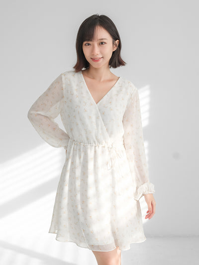 Lia Floral Tie-waist Mini Dress　