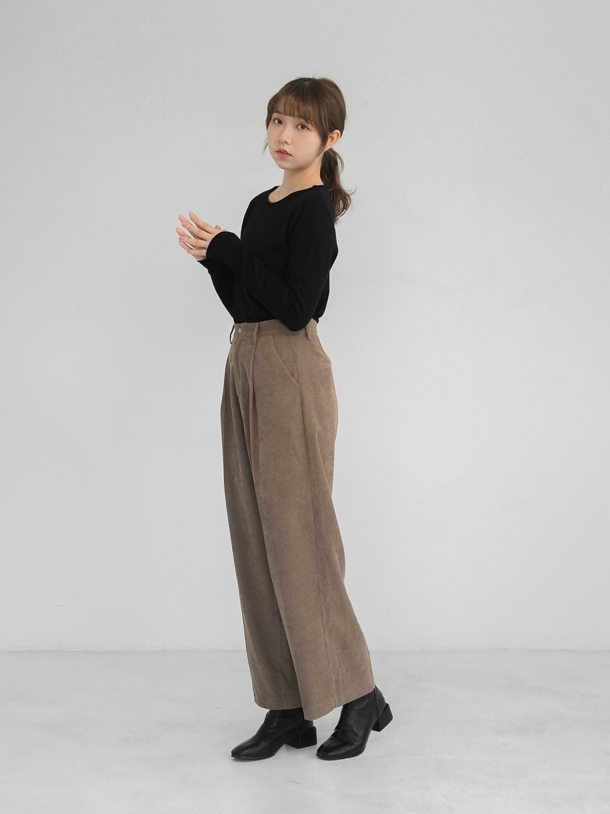 Arya Corduroy Straight Leg Pants - DAG-DD1265-23BrownieS - Brownie - S - D'zage Designs