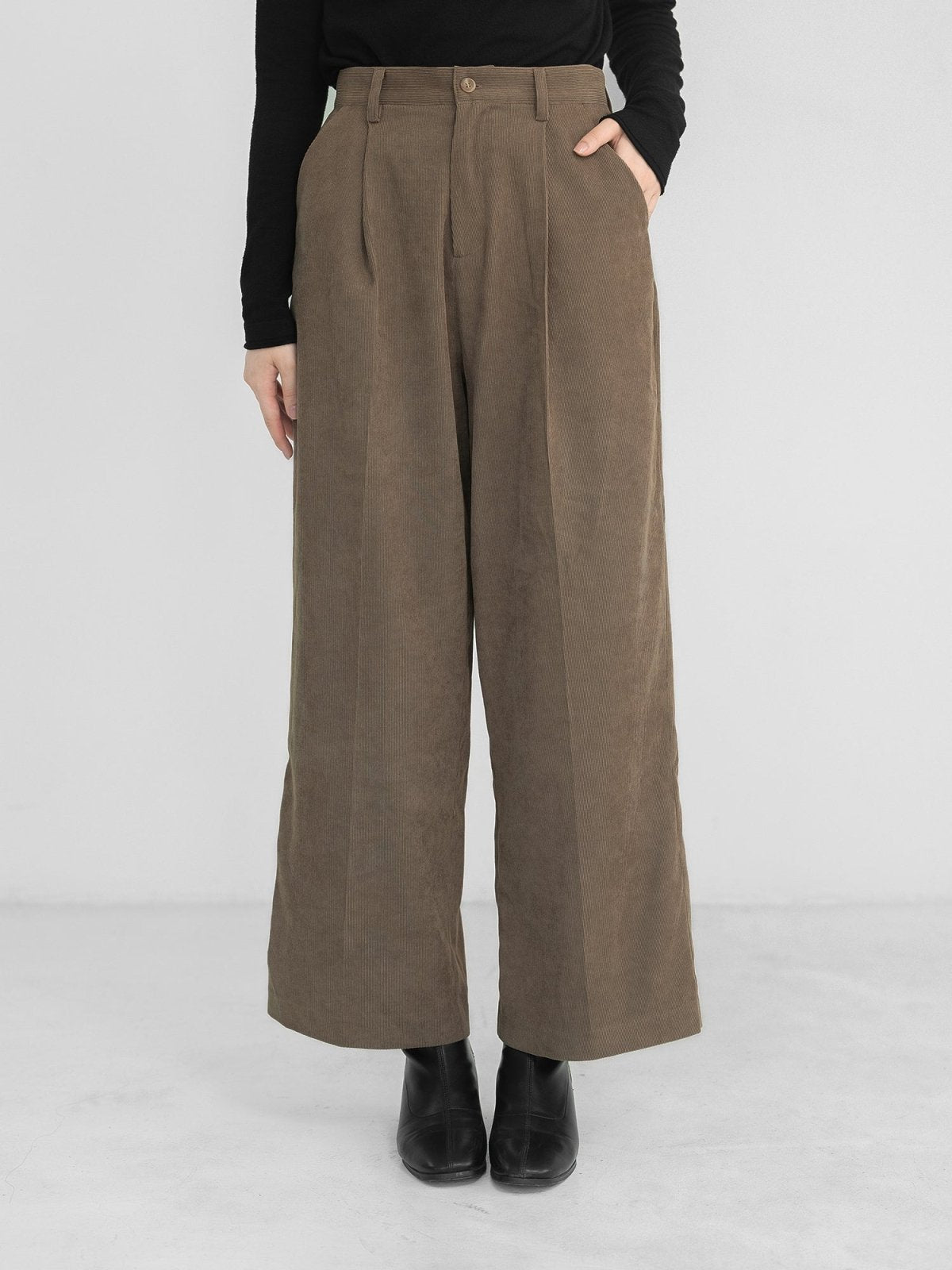 Arya Corduroy Straight Leg Pants - DAG-DD1265-23BrownieS - Brownie - S - D'zage Designs