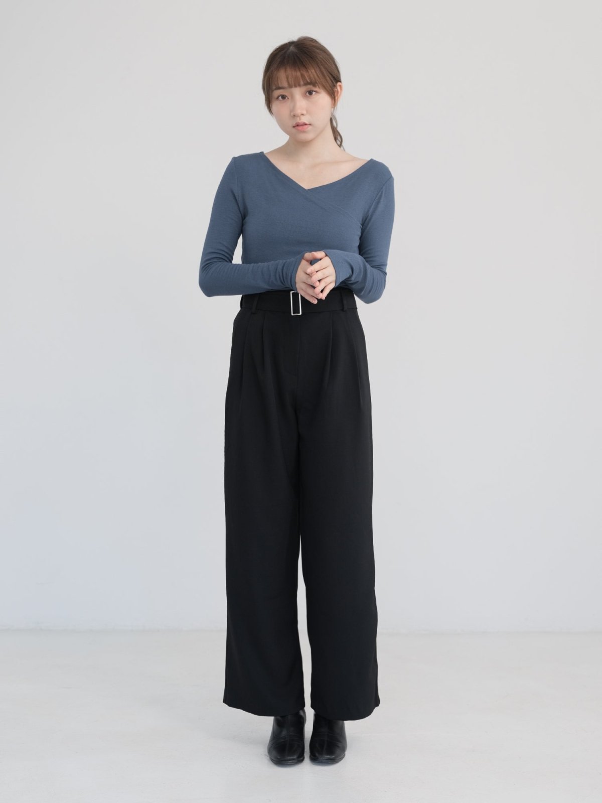 Artemis Belted Wide Leg Trousers (Long/ Short ver.) - DAG-DD1113-23BlackS - Black - Long Ver. (101cm) - S - D'zage Designs