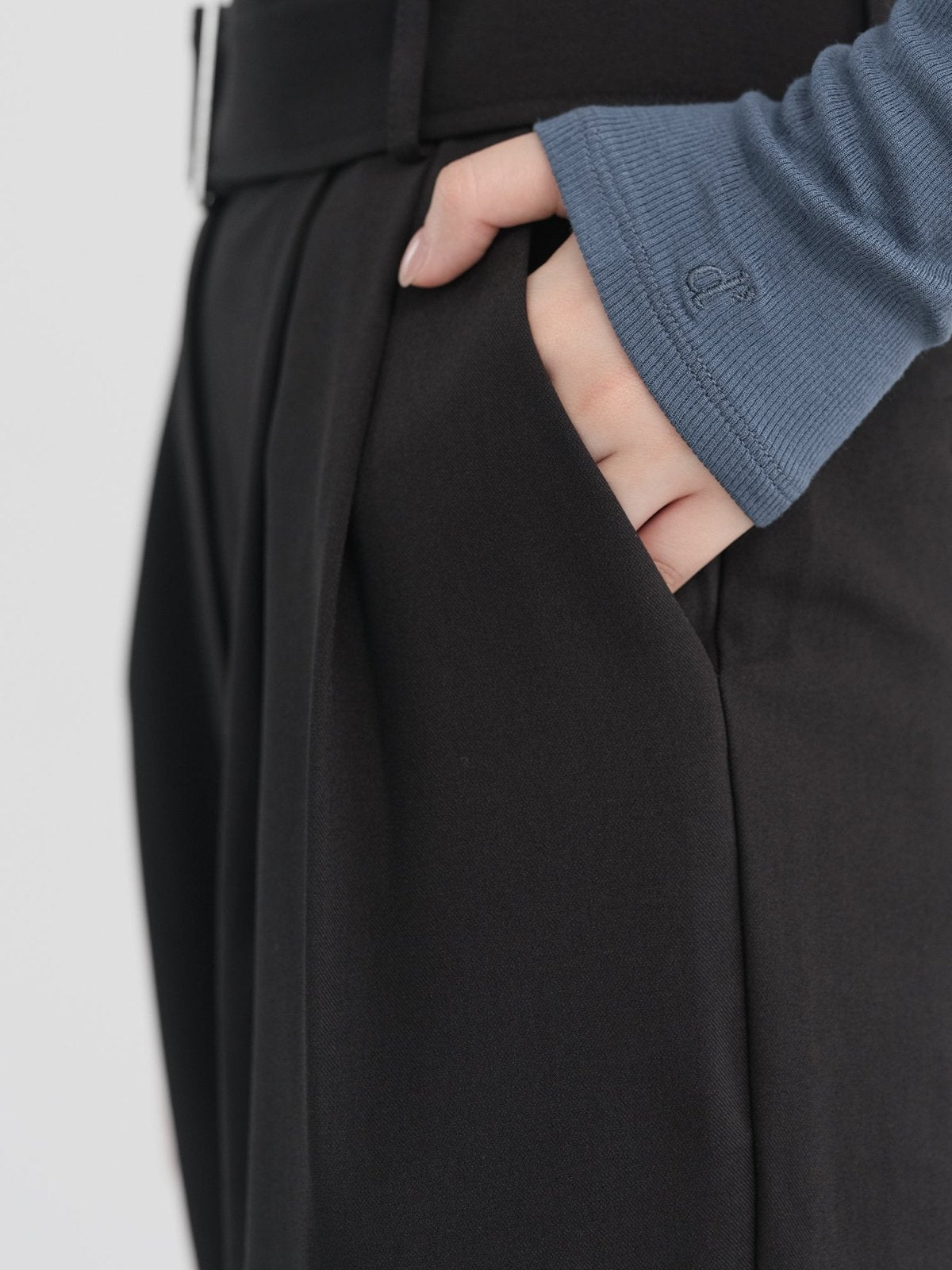 Artemis Belted Wide Leg Trousers (Long/ Short ver.) - DAG-DD1113-23BlackS - Black - Long Ver. (101cm) - S - D'zage Designs