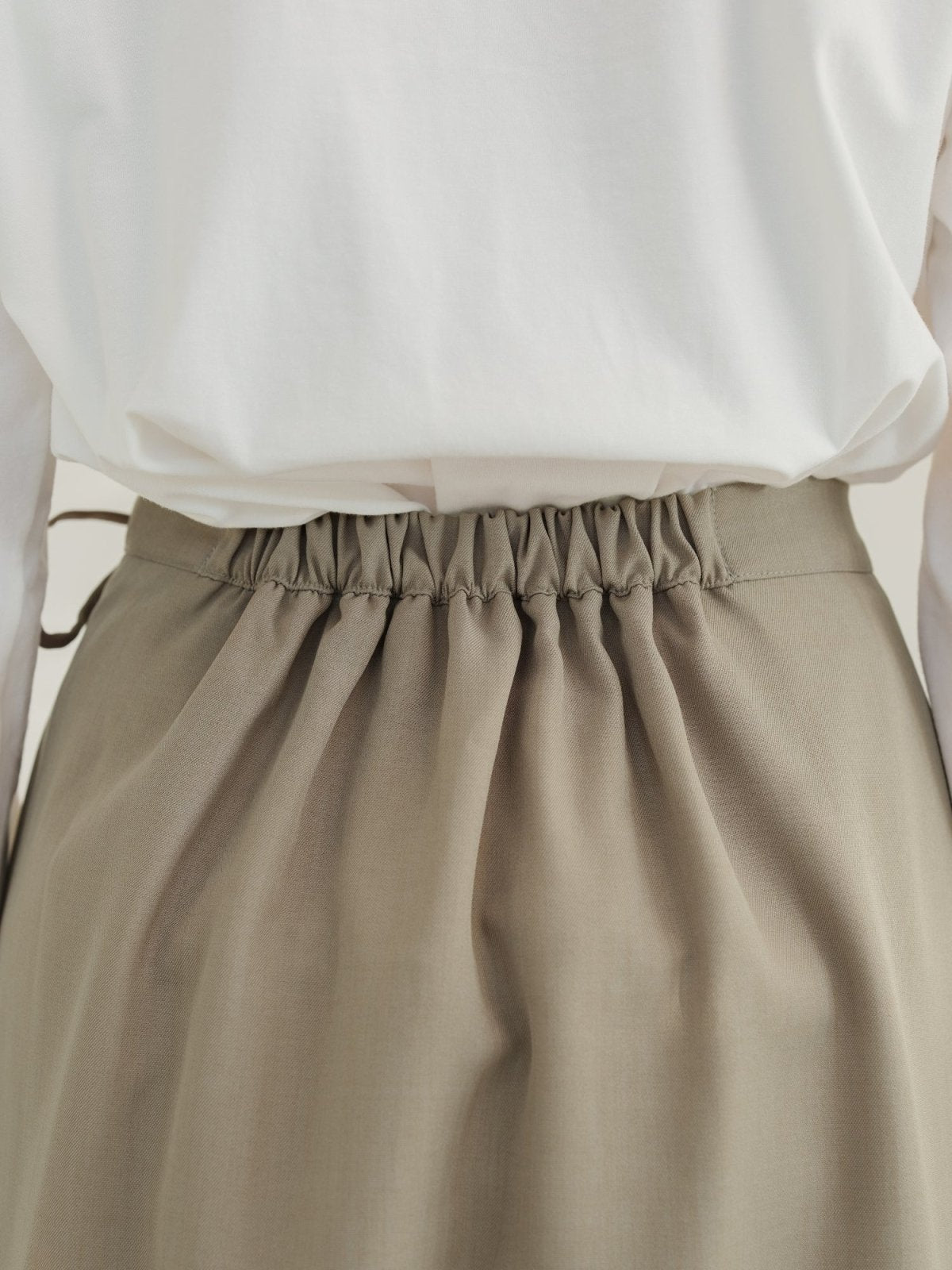 Joy Tie-detail Midi Skirt (Long/ Short ver.) - DAG-DD1081-23KhakiF - Khaki - Long (82cm) - D'zage Designs