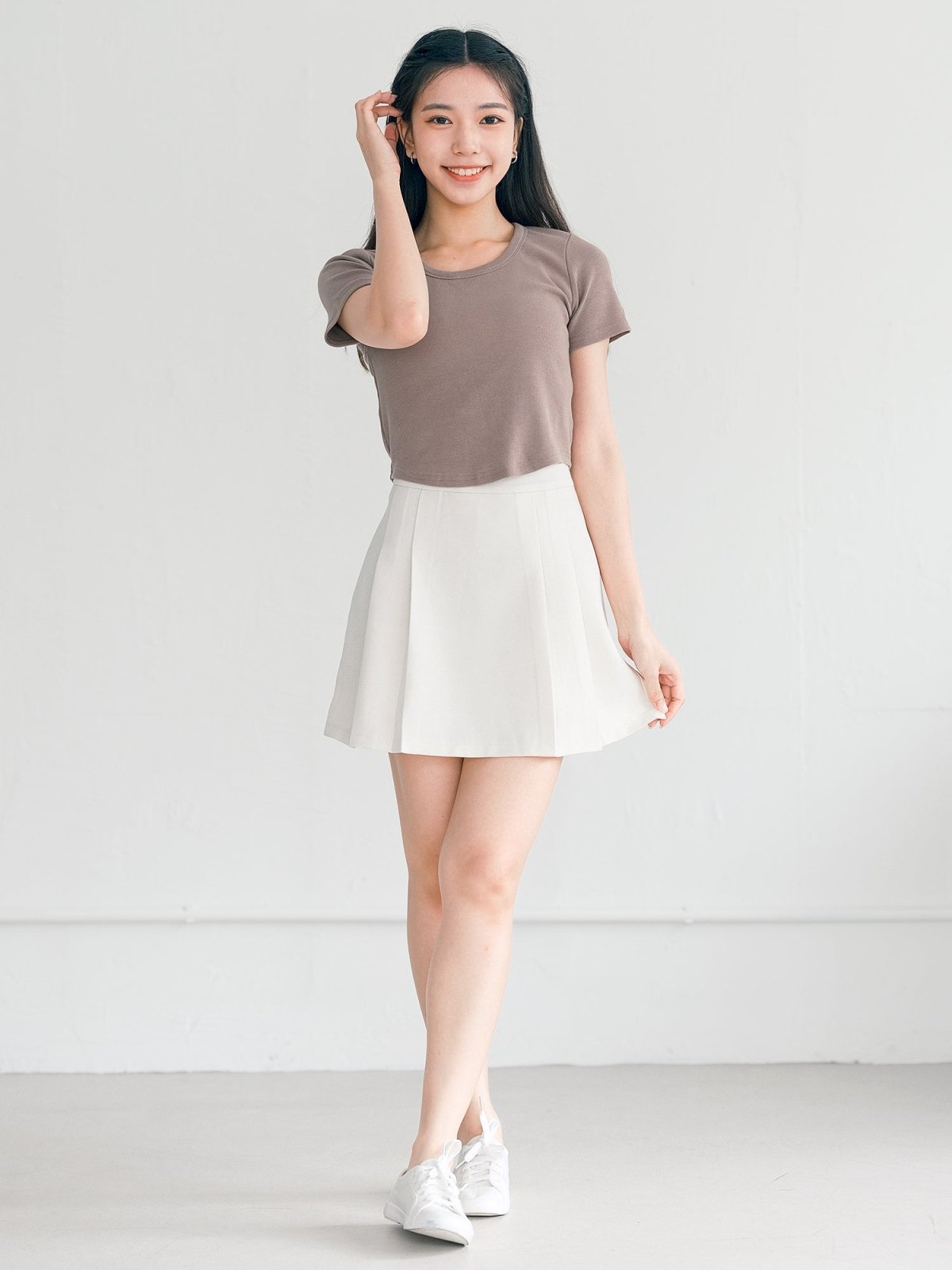 Seraphine Pleated Mini Skirt - DAG-G-220171WhiteS - Mochi Ivory - S - D'zage Designs