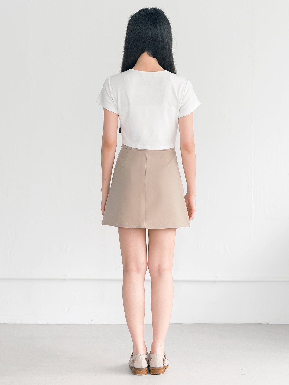 Seraphine Pleated Mini Skirt - DAG-G-220171KhakiS - Khaki Beige - S - D'zage Designs