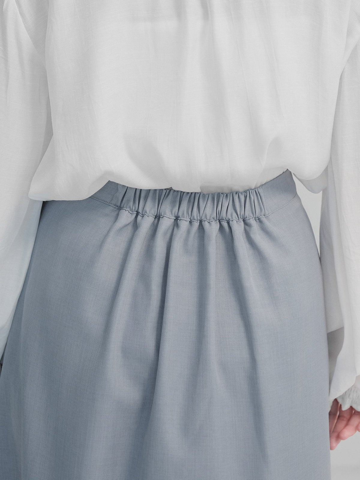 Joy Tie-detail Midi Skirt (Long/ Short ver.) - DAG-DD1081-23MistyBlueF - Misty Blue - Long (82cm) - D'zage Designs