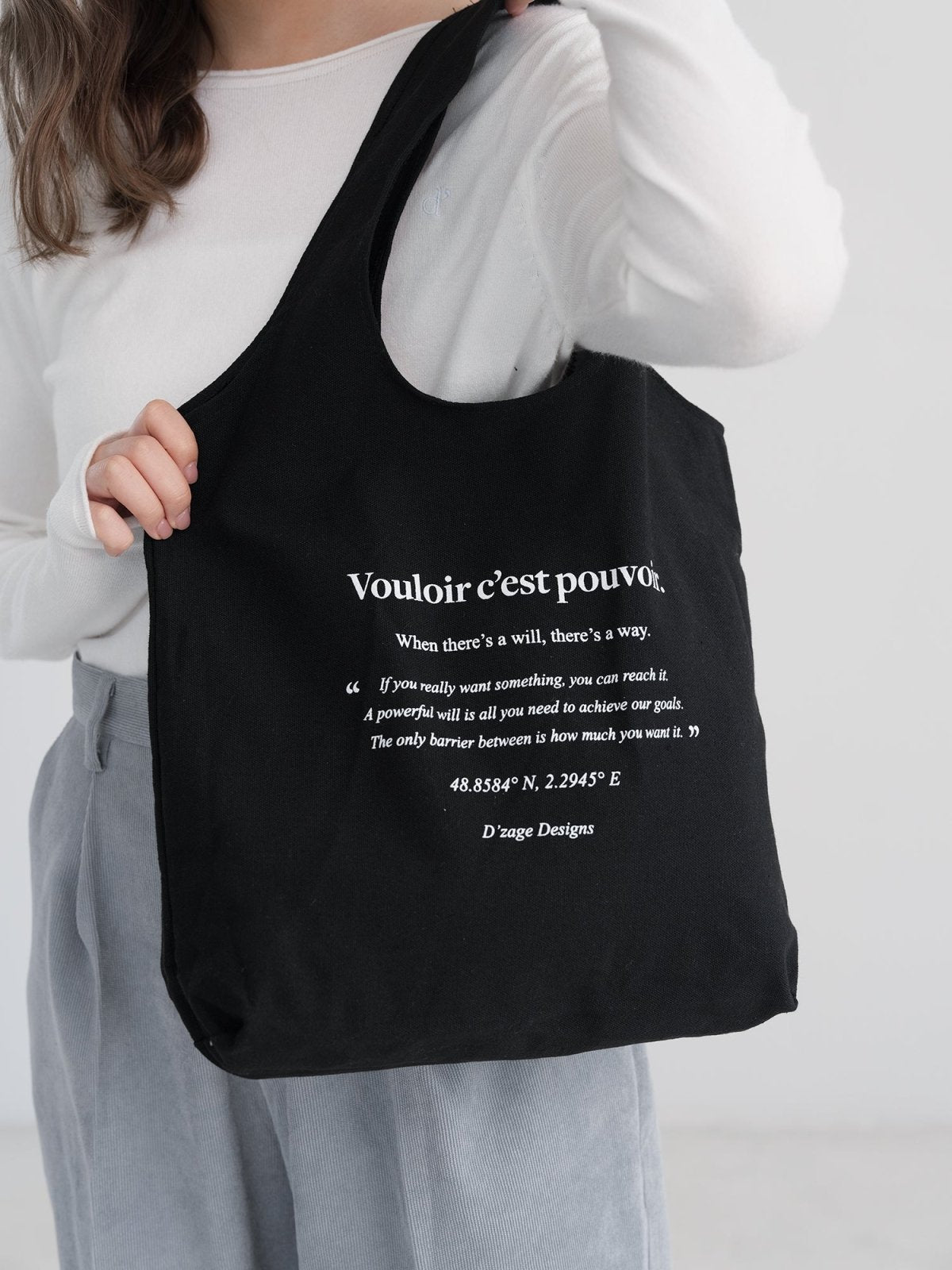 Signature Printed Tote Bag - DAG-8-A0210-23BlackF - Black - F - D'zage Designs