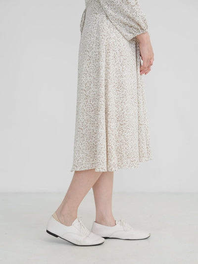 Cora Floral Front Gather Midi Dress - DAG-DD1088-23IvoryBrownFloralS - Ivory Brown Floral - S - D'zage Designs
