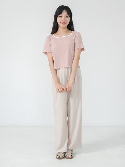 Rena Square Neck Contrast Hem Top