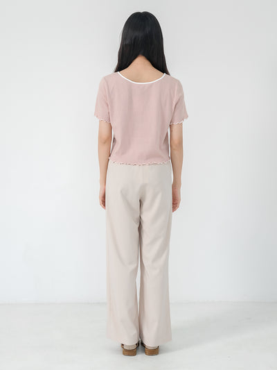 Rena Square Neck Contrast Hem Top
