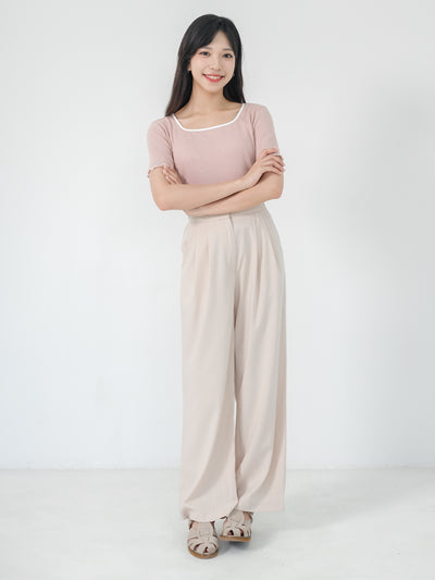 Rena Square Neck Contrast Hem Top