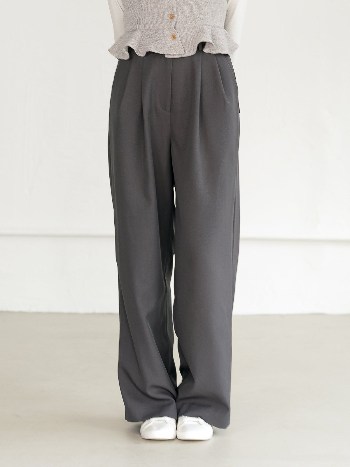 Whitney Wide Leg Pants - DAG-DD8516-23CharcoalS - Charcoal - S - D'zage Designs