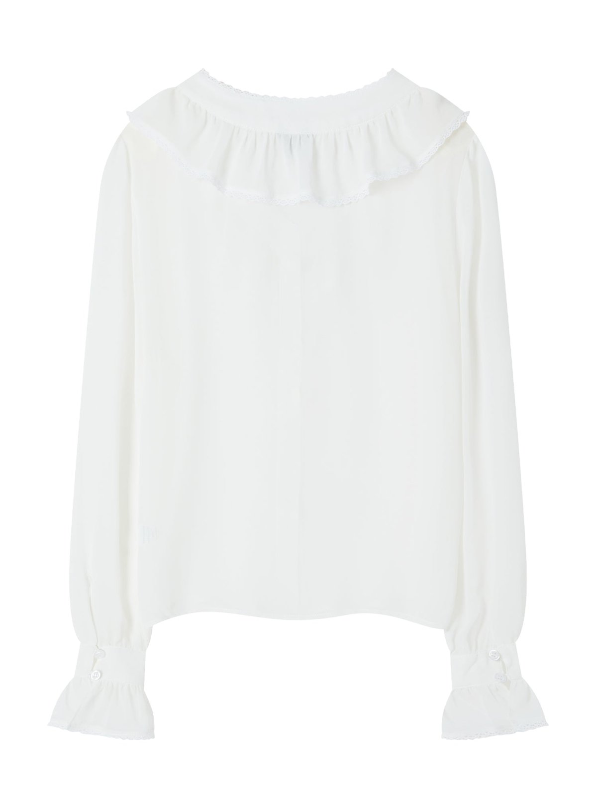Ruffled Button-up Top - DAG-DD8726-21IvoryS - Marshmallow White - S - D'zage Designs