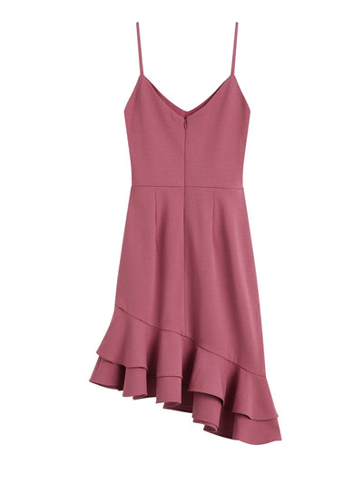 Short V-Neck Frilled Dress ROSEWOOD - DAG-DD7866-21RosewoodS - Pink - S - D'zage Designs