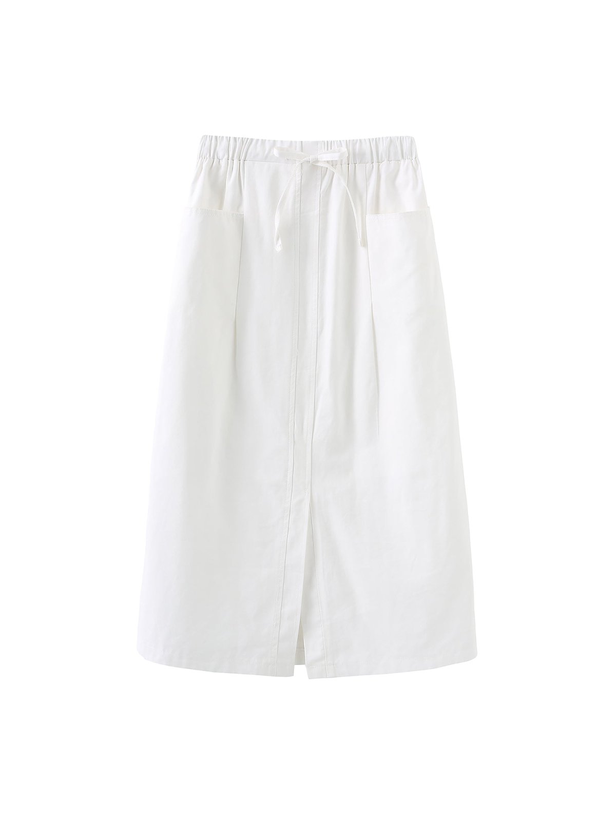 Larese Elastic Waist Slit Front Skirt - DAG-8-9859-22MarshmallowWhiteF - Marshmallow White - F - D'zage Designs