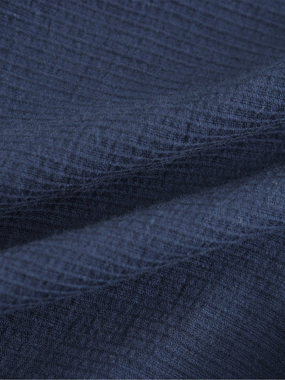 Serene Smocking Detailed Cotton Blouse - DAG-DD0096-23NavyF - Navy Blue - F - D'zage Designs