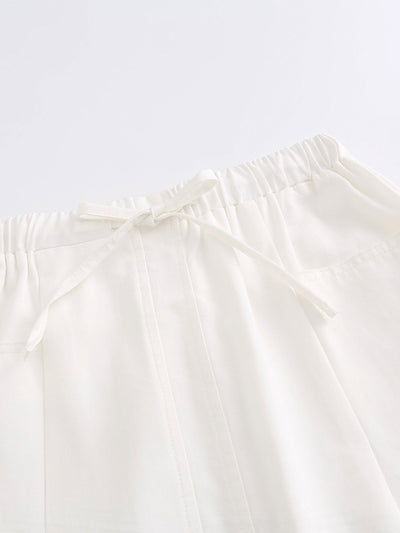 Larese Elastic Waist Slit Front Skirt - DAG-8-9859-22MarshmallowWhiteF - Marshmallow White - F - D'zage Designs