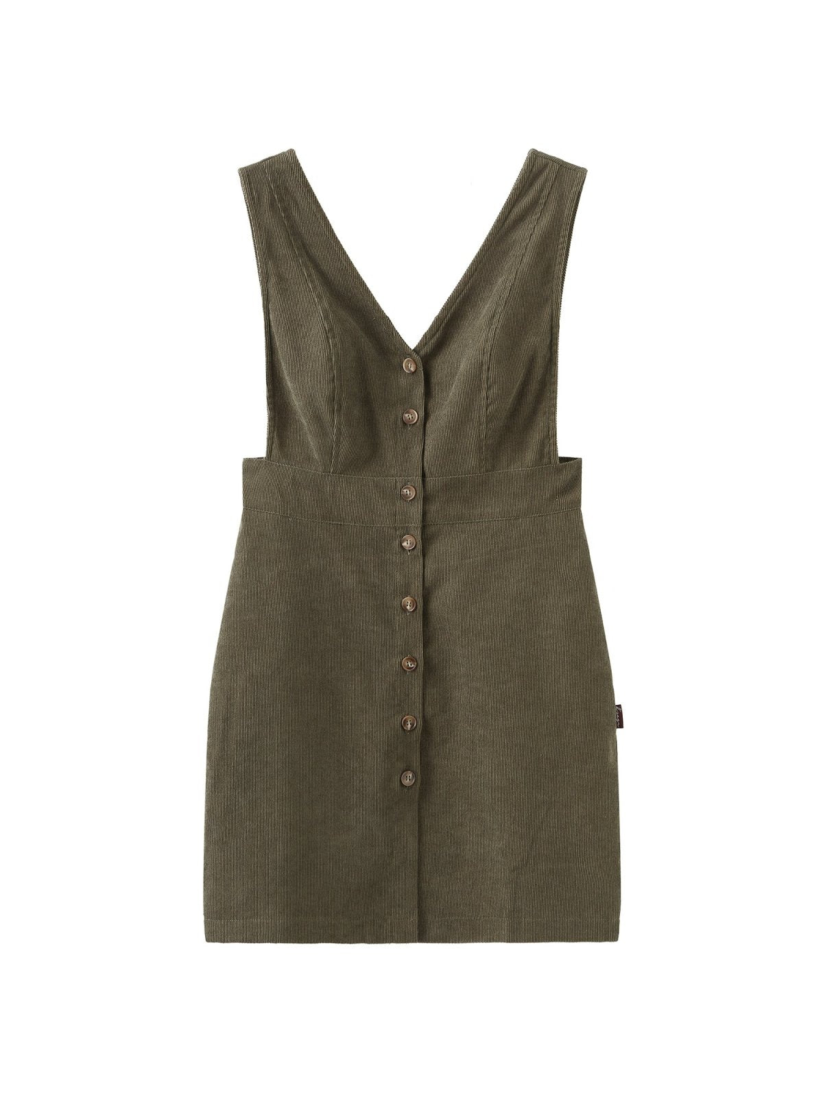 Marie Corduroy Buttoned Mini Dress - DAG-DD0072-22MatchaS - Olive Green - S - D'zage Designs