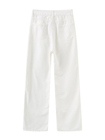 Leigh High Rise Wide Leg Jeans IVORY - DAG-G-9599-22MarshmallowWhiteF - Marshmallow White - F - D'zage Designs