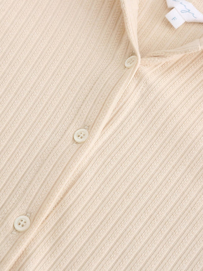 Jenna Hooded Tie Waist Knit Top - DAG-DD9835-22AlmondF - Almond Cream - F - D'zage Designs