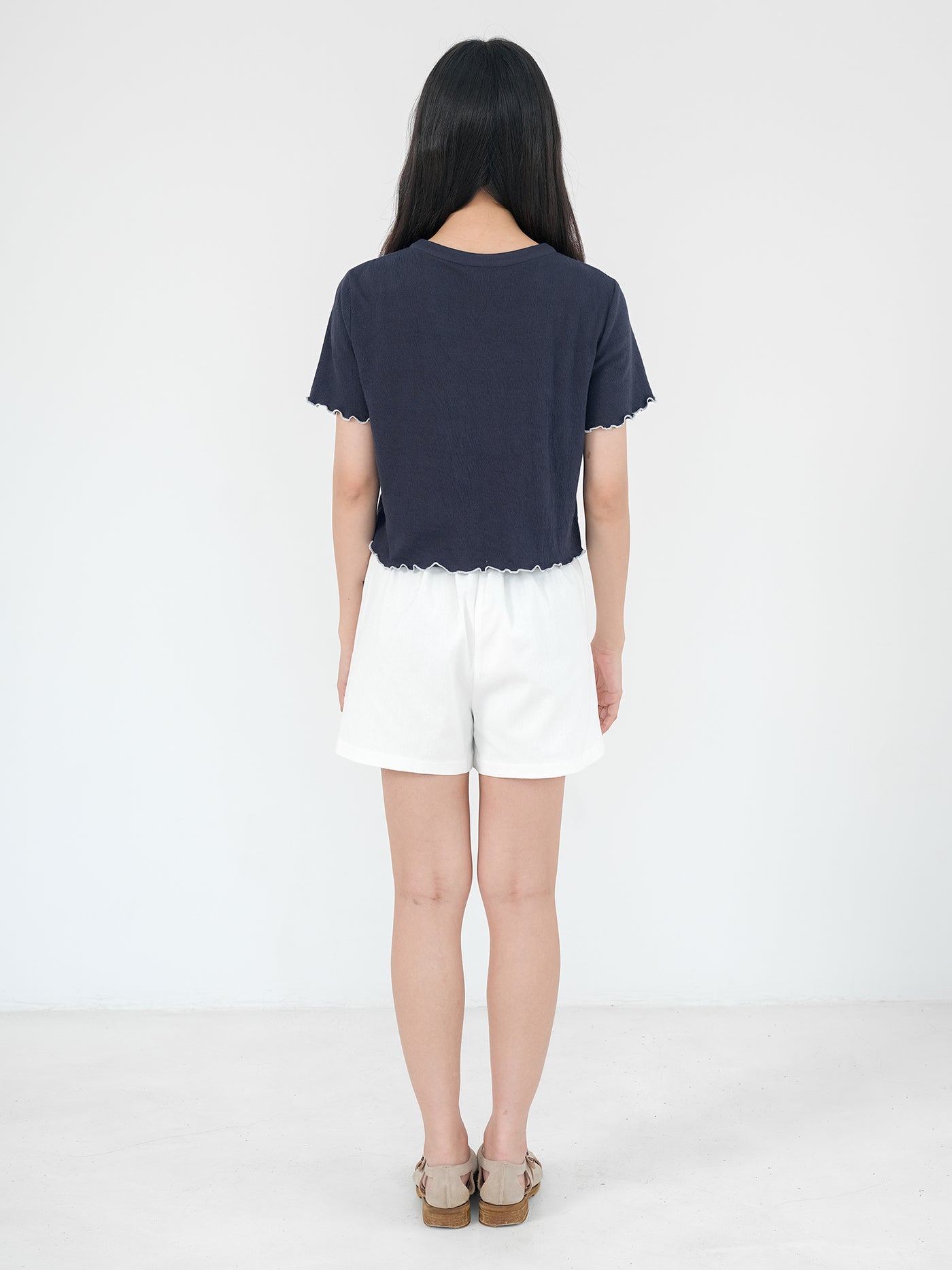 Linalette Lace Up Lettuce Hem Top